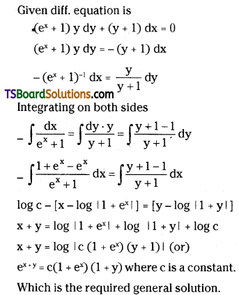 TS Inter Second Year Maths 2B Differential Equations Important Questions Short Answer Type L1 Q2
