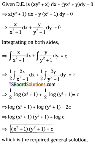 TS Inter Second Year Maths 2B Differential Equations Important Questions Short Answer Type L1 Q4