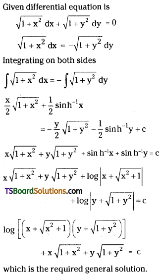 TS Inter Second Year Maths 2B Differential Equations Important Questions Short Answer Type L2 Q1