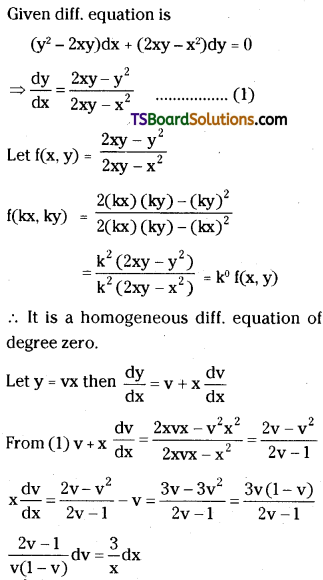 TS Inter Second Year Maths 2B Differential Equations Important Questions Short Answer Type L2 Q7